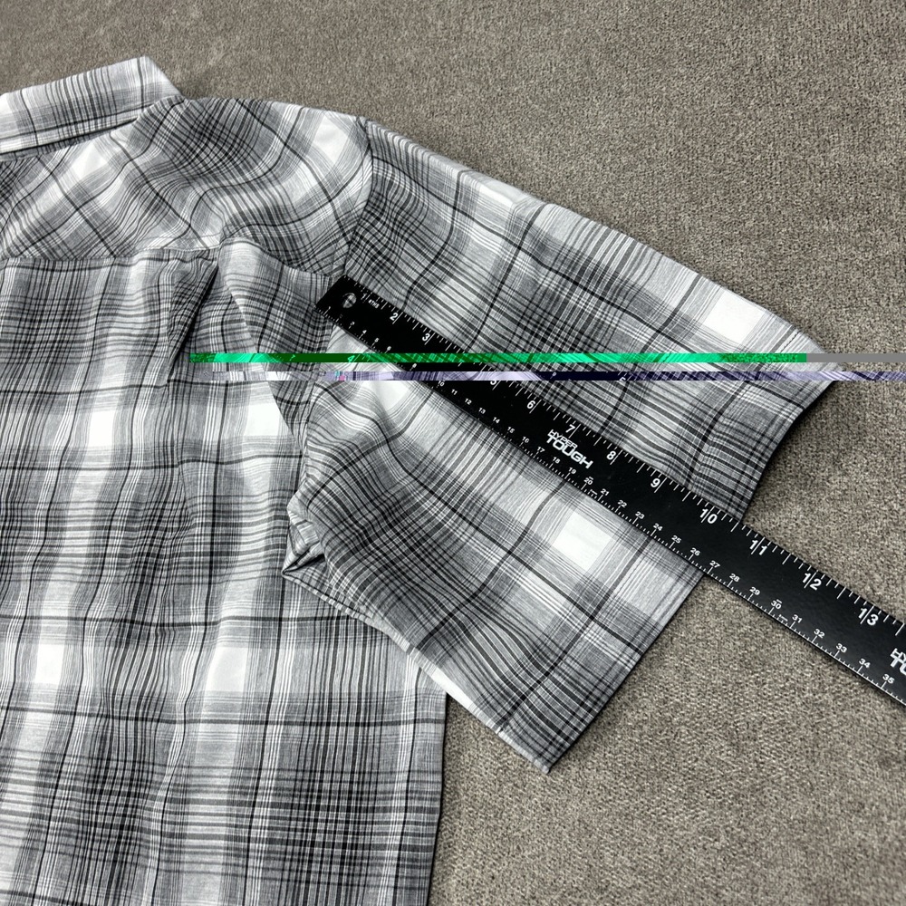 NEW Orvis Short Sleeve Tech Shirt Mens 2XL Gray Plaid Button Up UPF 30 Stretch - Picture 8 of 9